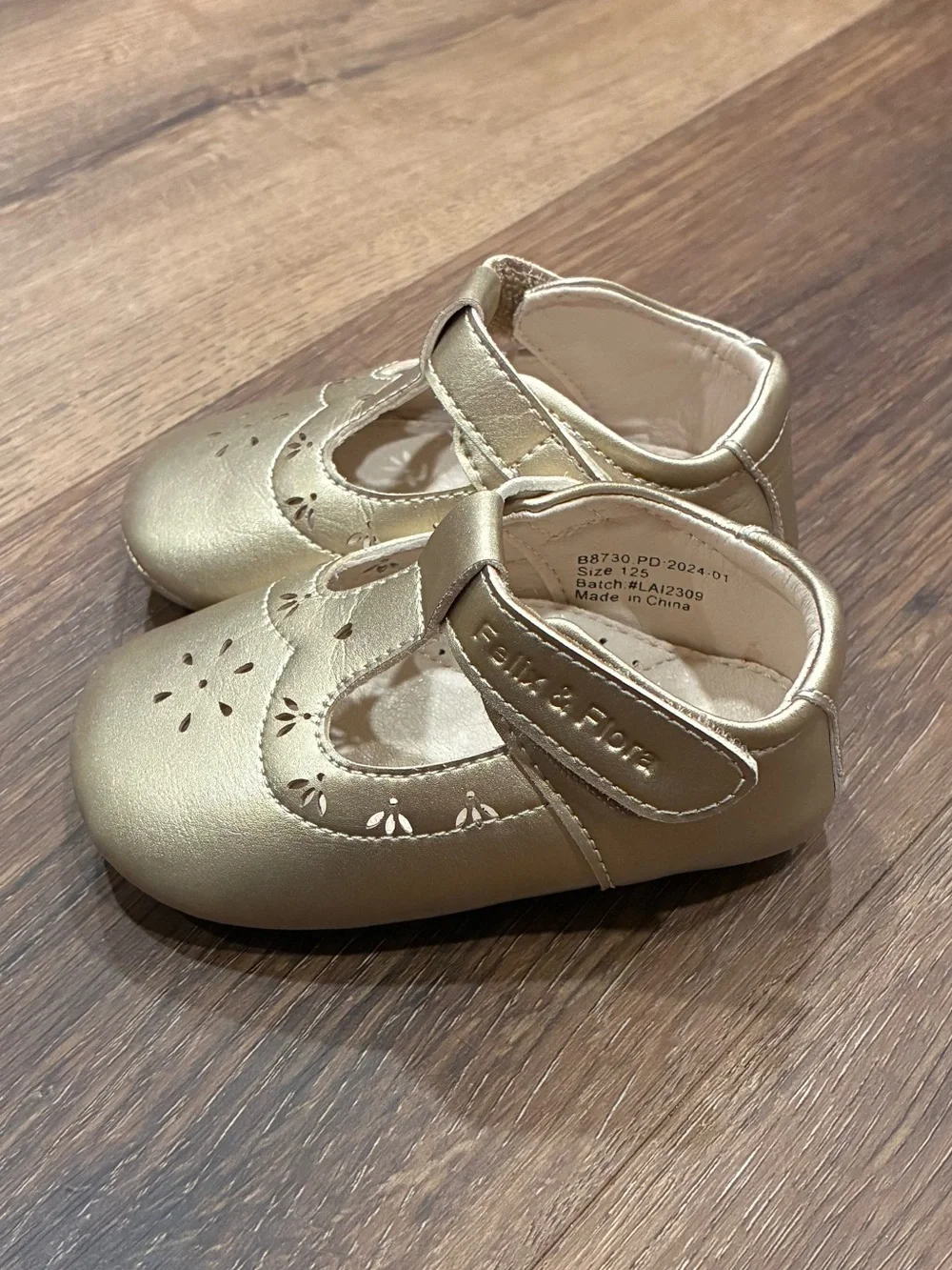 Felix & Flora Gold Mary Jane Shoes Dress Walker 4 Baby